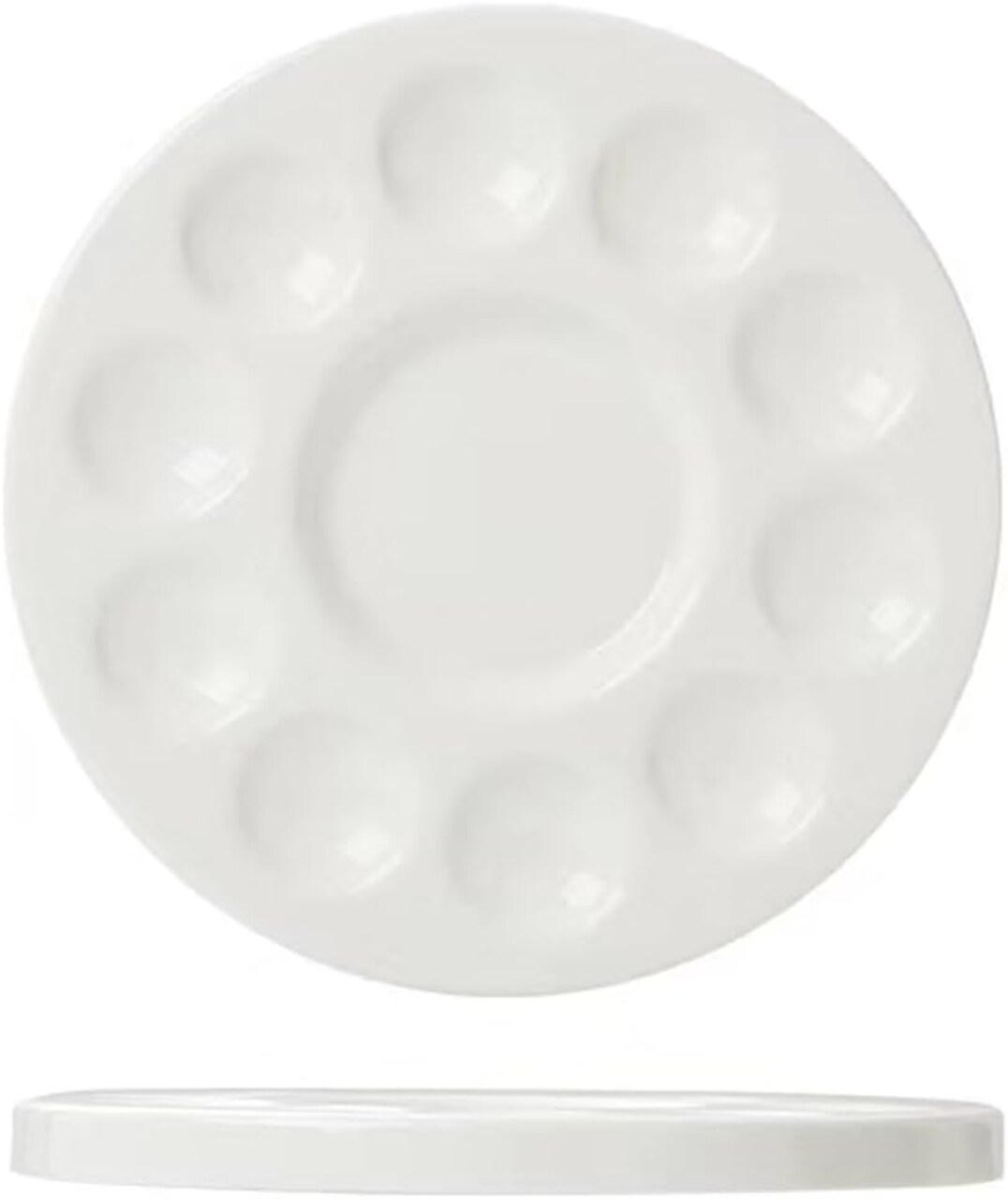 11 Wells Round Porcelain Porcelain Watercolor Palette Paint Tray Palettes Ceramic Watercolor Pallets Paint Holder Painting Palette for Kids or Students to Paints on School Project or Art Class